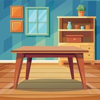 Defocussed Room Beyond a Rustic Wooden Table vector