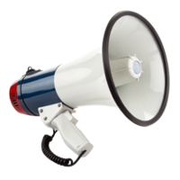 A powerful hand held megaphone with a coiled cord for announcements png