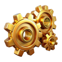 impressive artistic Interlocking gears and cogs made of polished brass, intricate and detailed, steampunk style, illuminated by a warm, golden light professional png