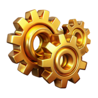 elegant rustic Interlocking gears and cogs made of polished brass, intricate and detailed, steampunk style, illuminated by a warm, golden light authentic png