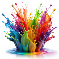 Vibrant Rainbow Paint Explosion Colorful Splashes Dynamic Artistic Image png