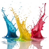 Vibrant Color Splashes Abstract Painting Three Colors Dynamic Movement png