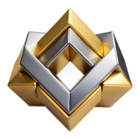vibrant minimalist Interlocking geometric shapes of polished chrome and brushed gold, with sharp, contrasting shadows from a single, directional light source, art deco style genuine png
