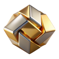 beautiful modern Interlocking geometric shapes of polished chrome and brushed gold, with sharp, contrasting shadows from a single, directional light source, art deco style professional png