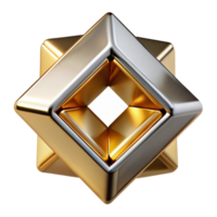 magnificent traditional Interlocking geometric shapes of polished chrome and brushed gold, with sharp, contrasting shadows from a single, directional light source, art deco style 4K png