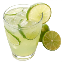 Refreshing Lime Juice Drink with Ice and Lime Wedges in a Glass png