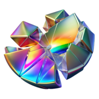 magnificent modern Shattered fragments of glass reflecting a rainbow of colors, with a bright, sparkling light, art nouveau style high quality png