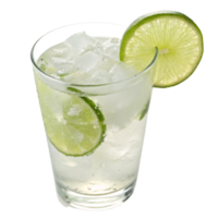 Refreshing Lime Ice Drink in a Glass with Ice Cubes and Lime Slices png