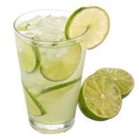 Refreshing Lime Drink in a Tall Glass with Ice and Lime Wedges png