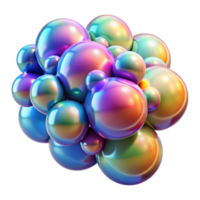 elegant modern A cluster of iridescent bubbles floating in zero gravity, illuminated by a rainbow of colors, psychedelic style authentic png