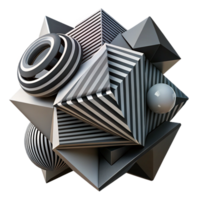 extraordinary traditional A complex, layered composition of geometric shapes and lines in contrasting black and white, with a sharp, graphic light, op art style exclusive png