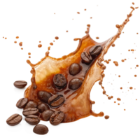 Coffee Beans Splashing in Brown Liquid Dynamic Image png