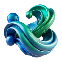 vibrant contemporary A dynamic, abstract composition of flowing lines and shapes inspired by the movement of water, in shades of blue and green, with a reflective, shimmering light exclusive png
