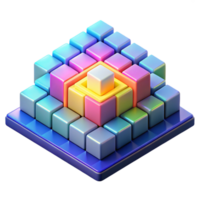 wonderful modern A field of colorful, pixelated squares arranged in a dynamic, abstract pattern, with a bright, digital light, 8-bit style professional png