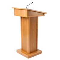 Modern Wooden Lectern Podium with Microphone for Presentations and Speeches png
