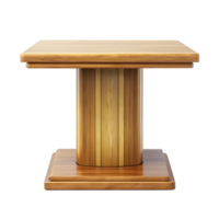 Elegant Wooden Coffee Table with Unique Column Base Design for Modern Living Room png
