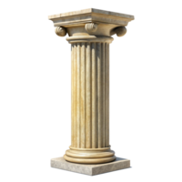 Isolated 3D Render of a Classical Stone Column with Flutes and Volutes png