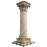 A Detailed View of an Ornate Classical Stone Column with Intricate Carvings and a MultiTiered Base png