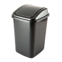 A Black Plastic Rectangular Step Trash Can with Lid for Home or Office Use png