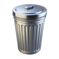 A 3D Render of a Metal Trash Can with Lid png