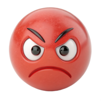 Angry Red Emoticon 3D Render Illustration, Frowning Face with Glowering Eyes and Furrowed Brows png