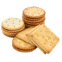 A Delicious Variety of Crackers and Cookies Round and Square Shapes, Sweet and Savory Options png