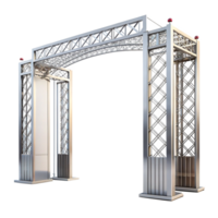 Modern Metal Archway Entrance Gate with Geometric Design and Security Features png