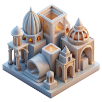 beautiful classic 3D-printed architecture, complex geometries, customized designs, dynamic lighting premium png