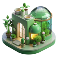 wonderful minimalist Biophilic architecture, natural elements, green walls, soft light, sustainable design original png