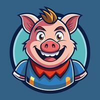 Cute and Friendly Piggy Mascot Cartoon in Illustration Style vector