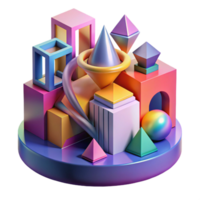 elegant rustic Abstract architectural form, geometric shapes, vibrant colors, dynamic lighting, digital art professional png