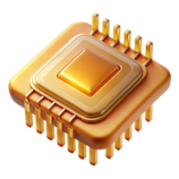 beautiful modern A single microchip, intricate details etched onto its surface, glowing with a warm golden light, macro photography style professional png