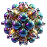 vibrant classic A swarm of nanobots forming a complex, evolving shape, shimmering with iridescent colors, lit by a dynamic, shifting light, abstract digital art style premium png