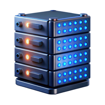 lindo tradicional uma servidor prateleira preenchidas com piscando luzes e fios, complexo e organizado estrutura, aceso de uma legal azul luz, técnico ilustração estilo Alto resolução png