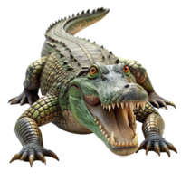 A fearsome green crocodile with sharp teeth and powerful claws ready to attack png