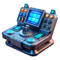 beautiful artistic A futuristic control panel with glowing buttons and displays, complex interface and intricate details, lit by a cool blue light, cyberpunk style genuine png