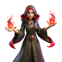 magnificent classic A powerful sorceress with flowing black robes and piercing red eyes, casting a spell with intricate hand gestures, surrounded by crackling energy. Gothic art style premium png