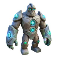 beautiful artistic A towering stone golem with glowing runes carved into its body, standing guard in a desolate landscape, lit by a blood-red moon. Surreal, otherworldly style authentic png