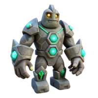serene creative A towering stone golem with glowing runes carved into its body, standing guard in a desolate landscape, lit by a blood-red moon. Surreal, otherworldly style high quality png