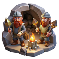 serene classic A group of adventurous dwarves mining for gems in a cavern, illuminated by the flickering light of their torches. Realistic, gritty style original png