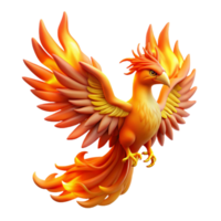 stunning modern A majestic phoenix with fiery plumage, rising from the ashes, illuminated by the intense heat of the flames. Rebirth, symbolic style authentic png