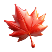 wonderful rustic A single, perfect dewdrop clinging to a vibrant red maple leaf in crisp morning light, hyperrealistic style authentic png