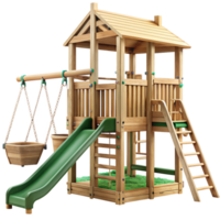 Wooden Playset with Swing Set Slide and Climbing Ladder for Kids Outdoor Fun png