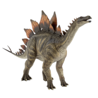 A detailed 3D rendering of a Stegosaurus dinosaur standing against a black background png