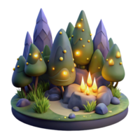 stunning contemporary A group of fireflies illuminating a dark forest, magical lighting, fantasy style high quality png