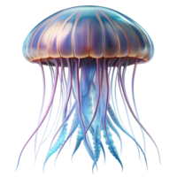 Stunning 3D Render of a Bio luminescent Jellyfish in the Ocean Depths png