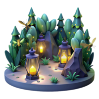 elegant artistic A group of fireflies illuminating a dark forest, magical lighting, fantasy style high resolution png
