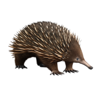 A Detailed Closeup of an Echidna Walking Gracefully on a Black Background png