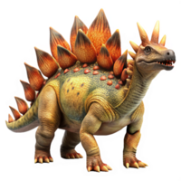 A Stunning 3D Render of a Fierce Stegosaurus Dinosaur with Vibrant Colors and Intricate Details png
