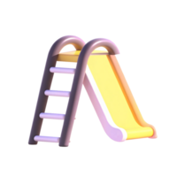 3D Render of a Cartoon Style Yellow and Purple Playground Slide with Ladder png